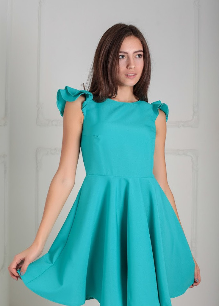 Мятное кэжуал романтичное кукольное платье с рукавами воланами impala мятный Podium однотонное