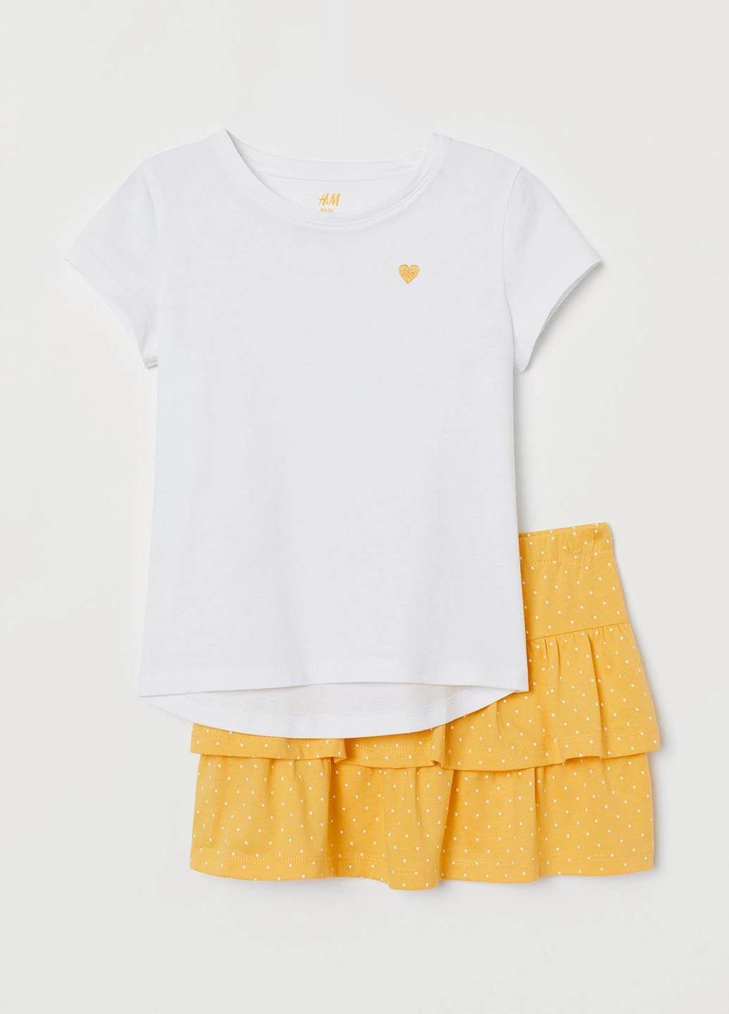 Жовтий літній комплект (футболка, спідниця) H&M