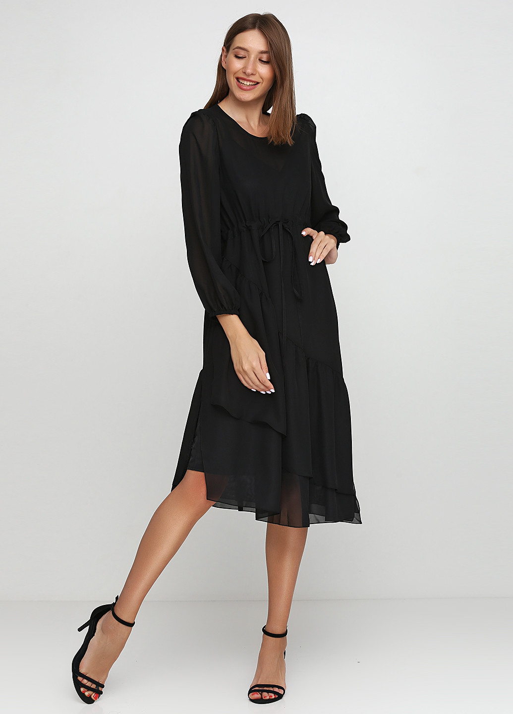 Чорна коктейльна сукня а-силует My Caramele однотонна