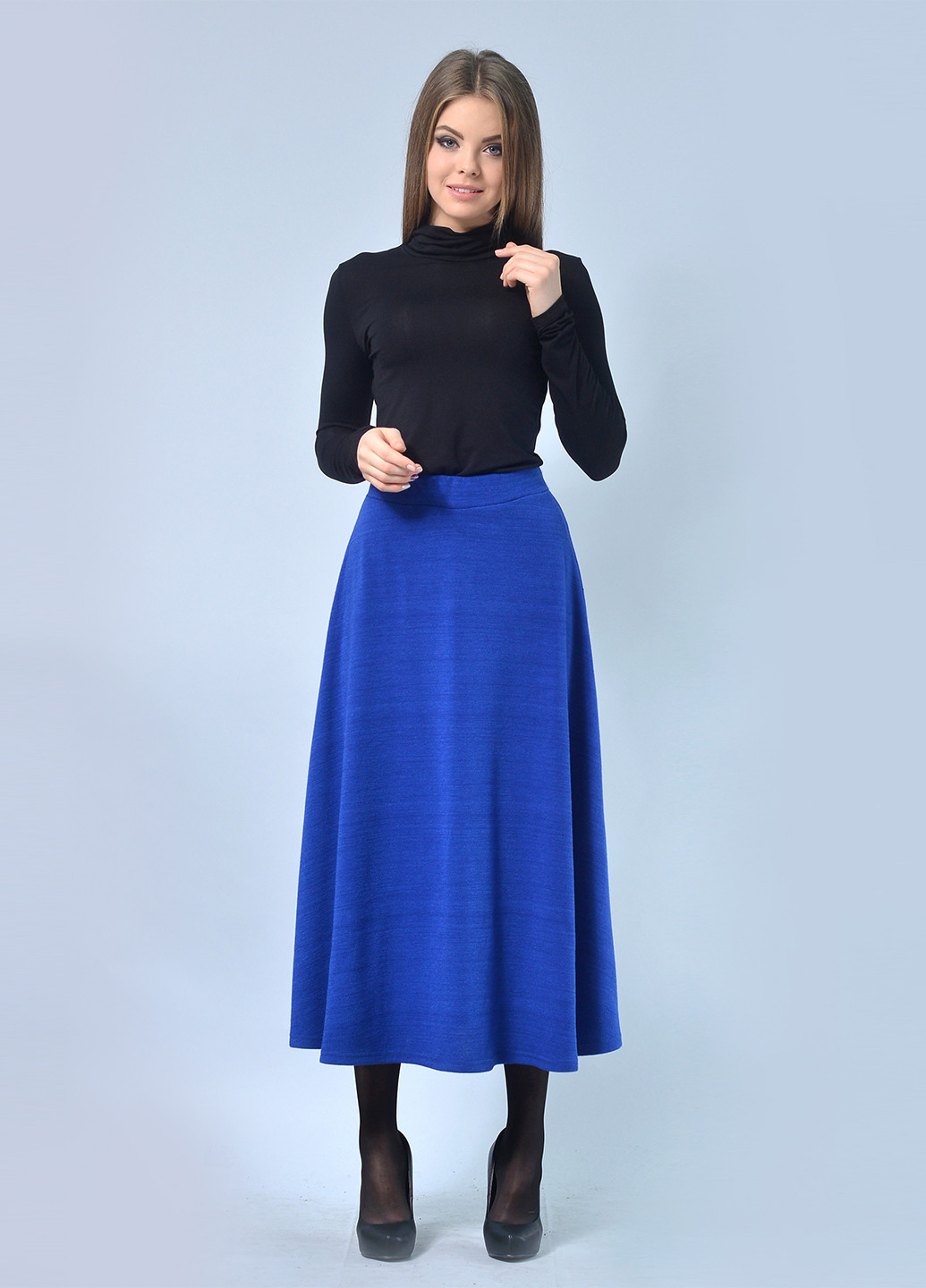 Синяя кэжуал однотонная юбка Lila Kass клешированная-солнце