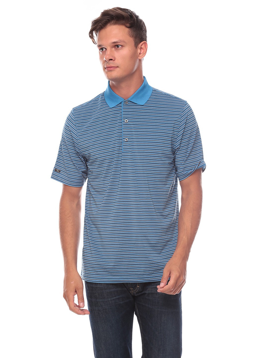 Светло-синяя футболка-поло для мужчин Greg Norman в полоску