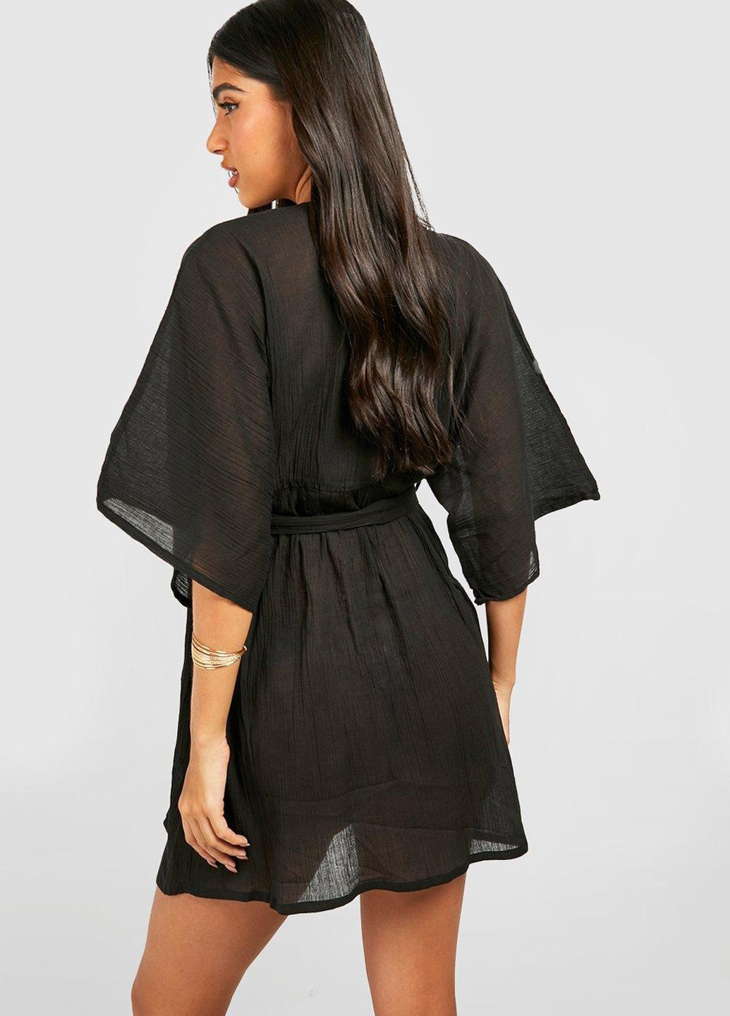 Чорна кежуал сукня на запах Boohoo однотонна