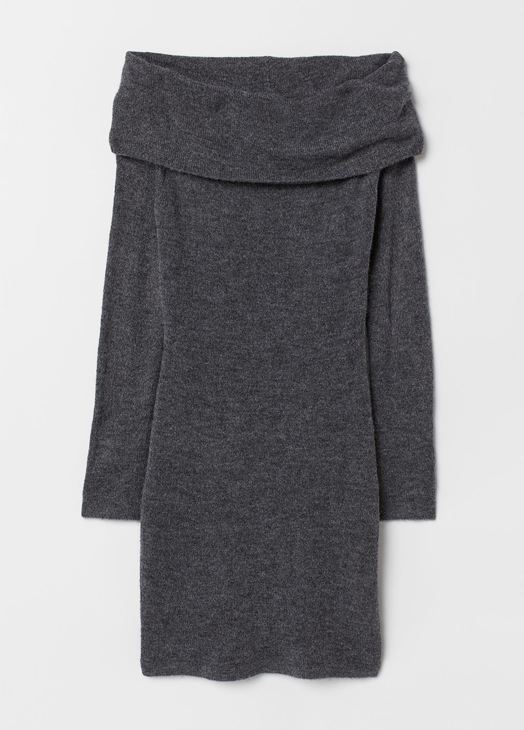 Темно-серое кэжуал платье платье-свитер H&M меланжевое
