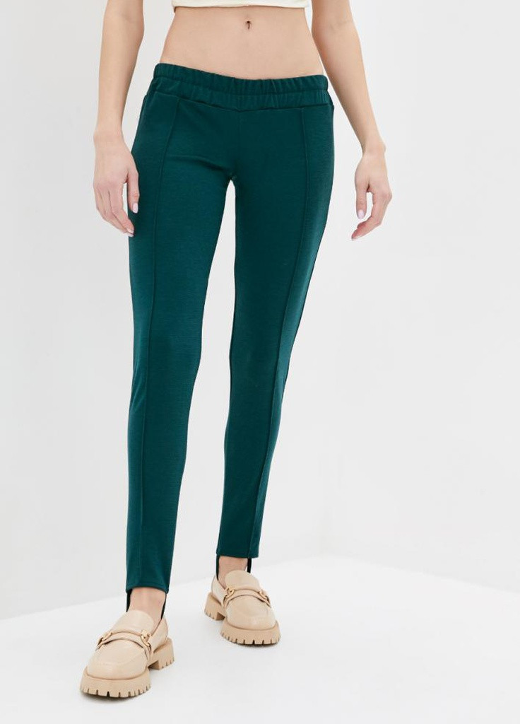 Зеленые демисезонные женские трикотажные леггинсы-брюки с тормозами Podium