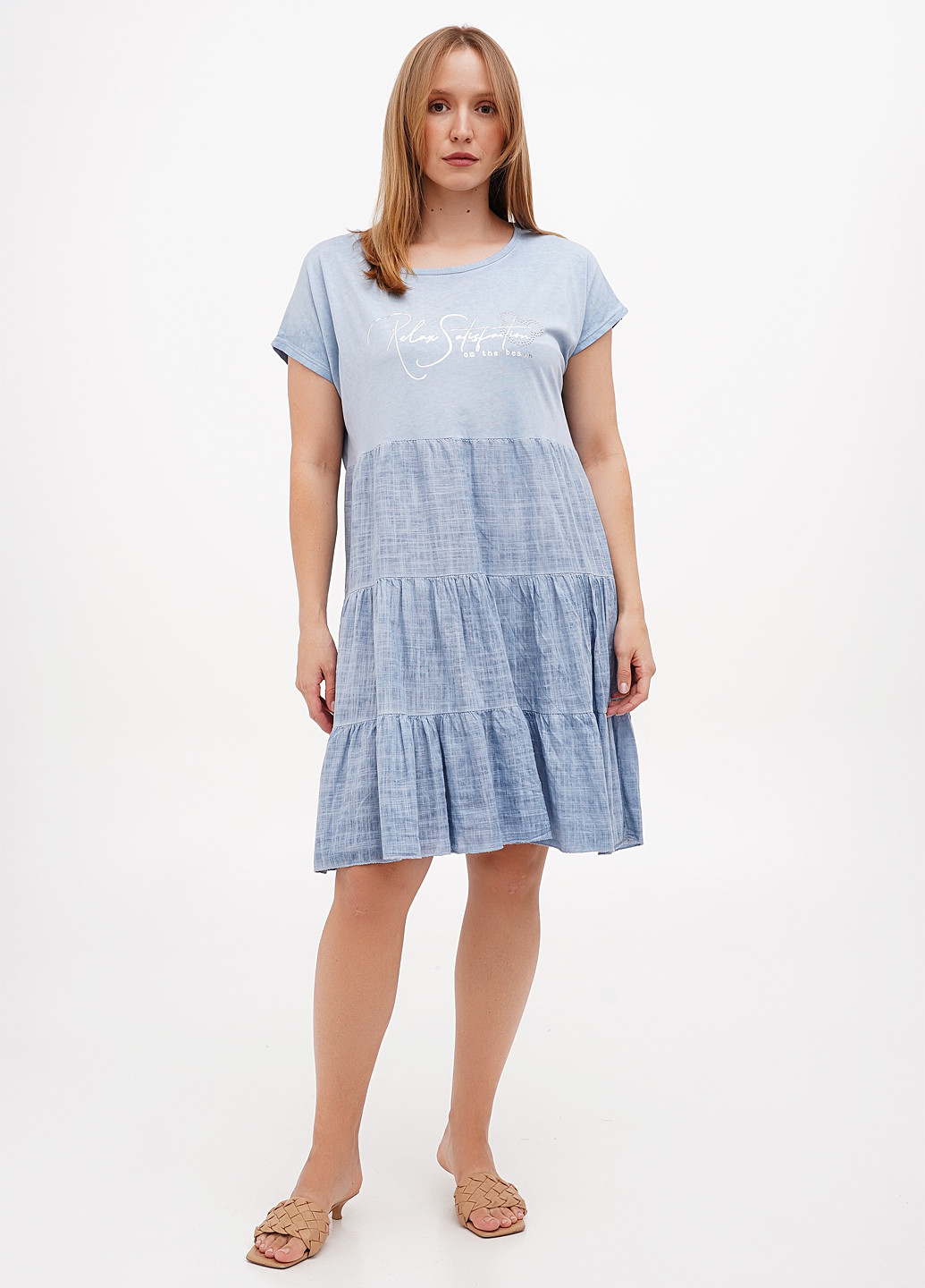 Блакитна кежуал сукня New Collection однотонна