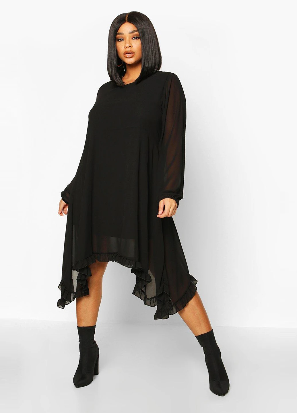 Черное кэжуал платье оверсайз Boohoo однотонное