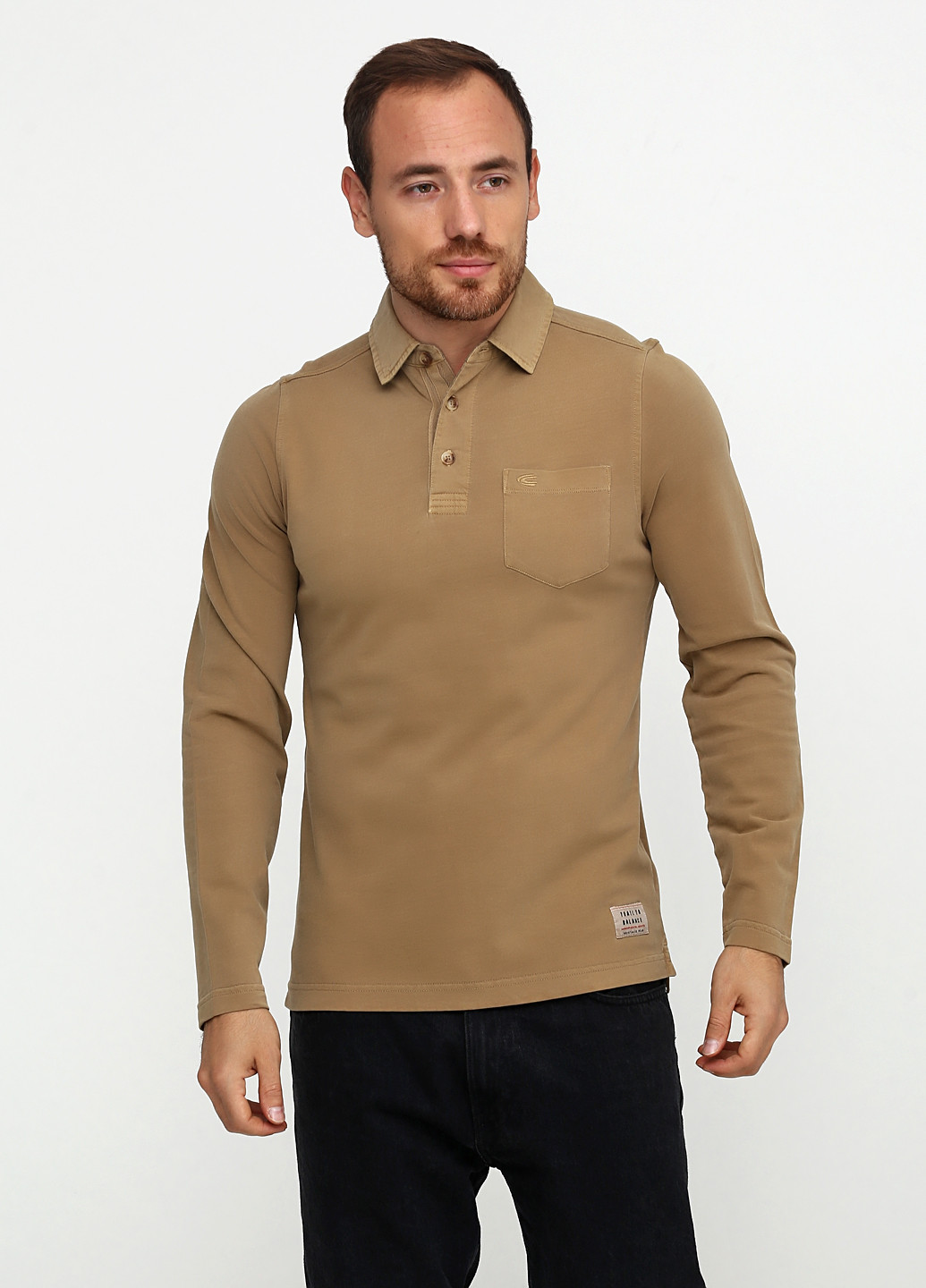 Светло-коричневая футболка-поло для мужчин Camel Active однотонная