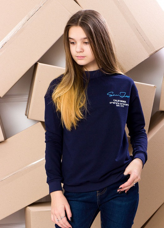 Носи своє світшот для дівчинки однотонний темно-синій повсякденний