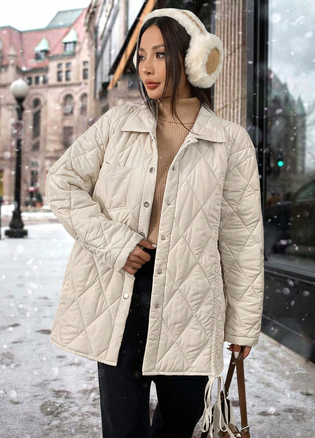 Молочна зимня куртка куртка-лайнер SHEIN
