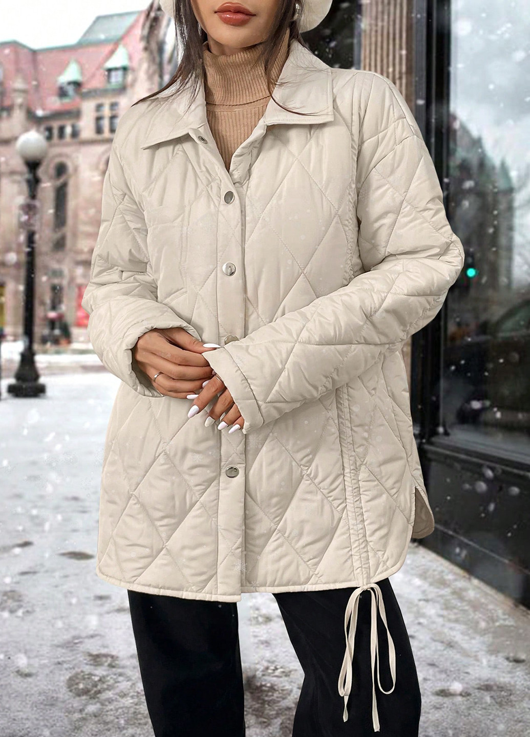 Молочна зимня куртка куртка-лайнер SHEIN