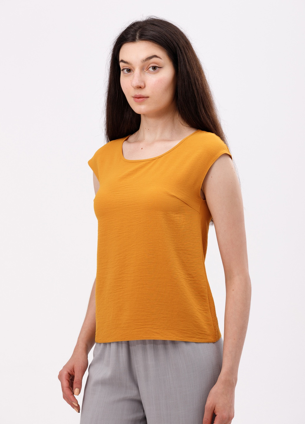 Горчичная летняя блуза Cat Orange