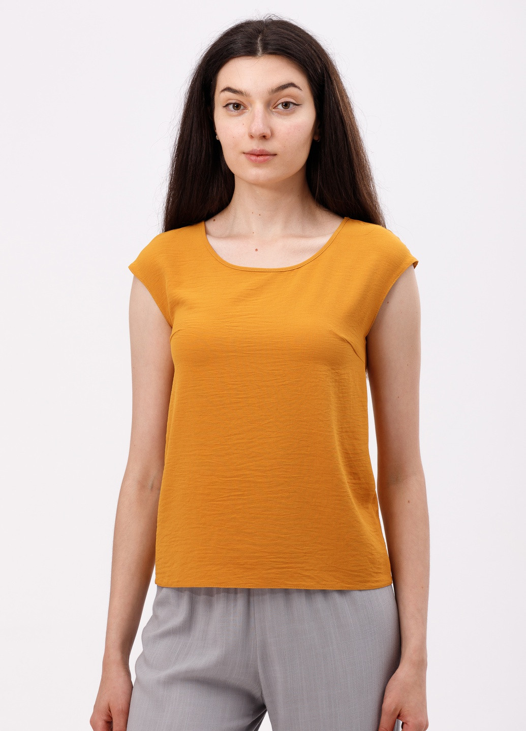 Горчичная летняя блуза Cat Orange