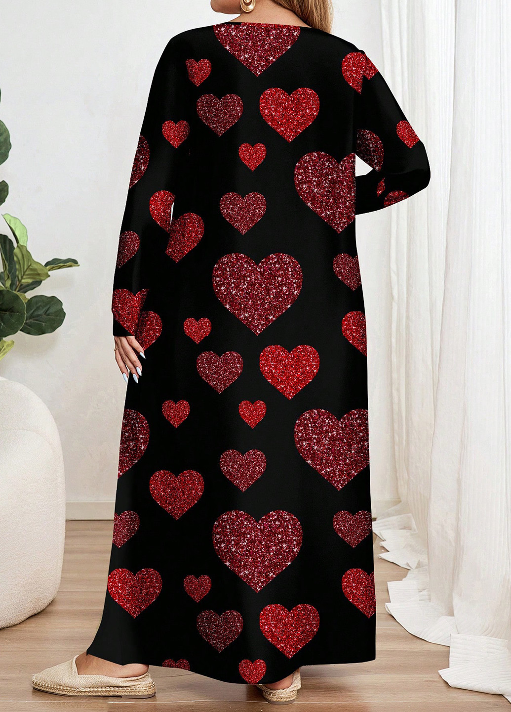 Чорна кежуал сукня а-силует SHEIN сердечка