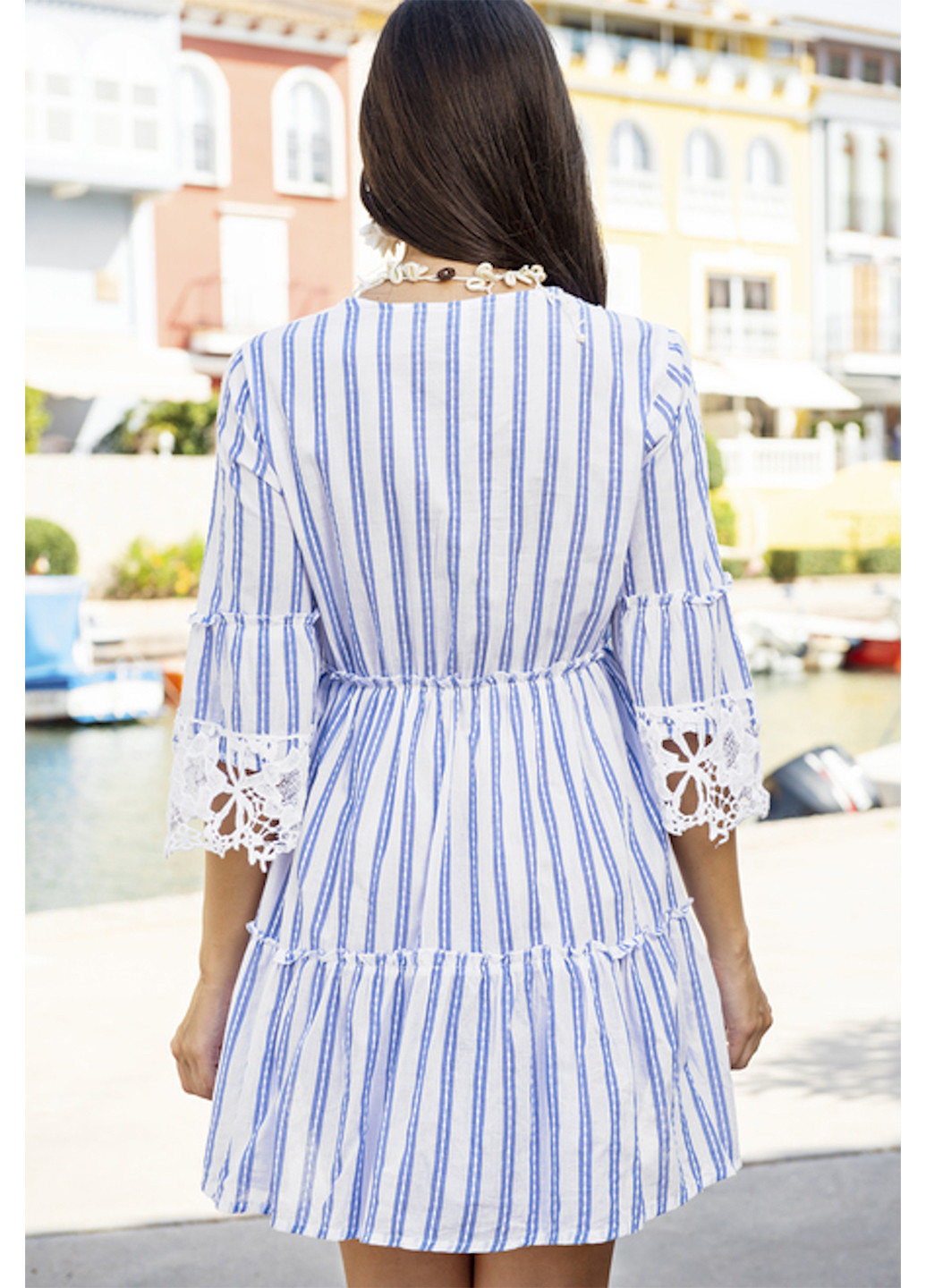 Комбінована пляжна сукня кльош Fresh cotton в смужку