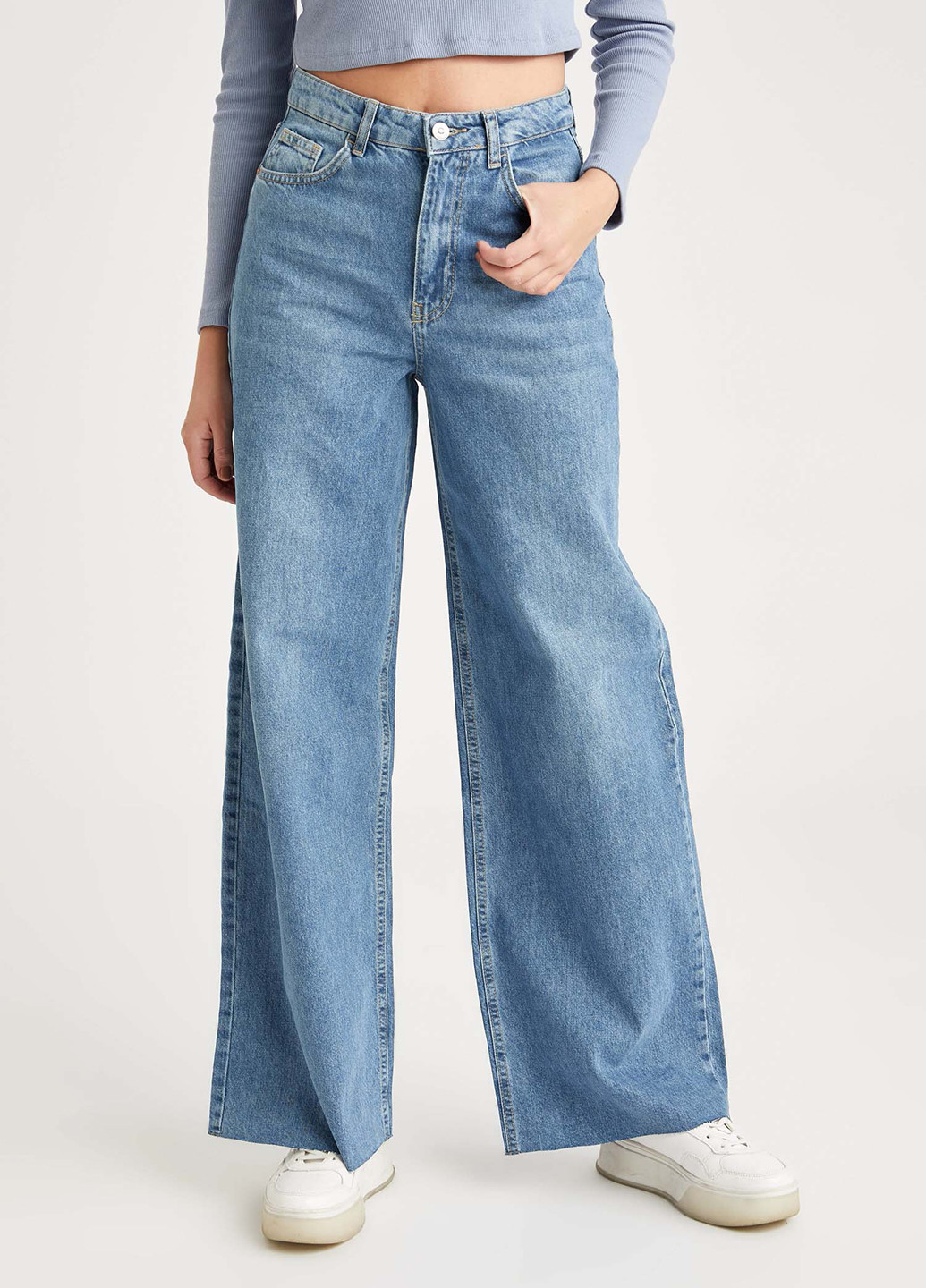 Джинси DeFacto кльош блакитні джинсові бавовна