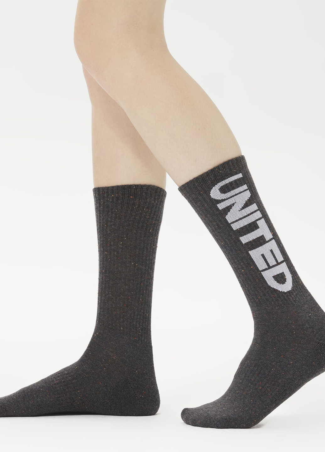 Тёмно-серые носки UNITED4 надписи (329148642)
