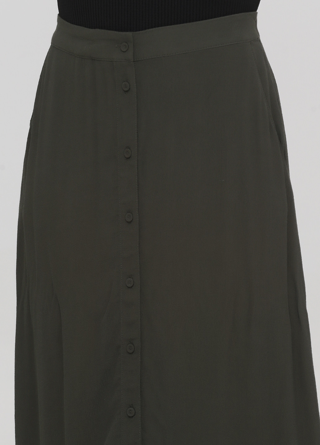 Темно-зеленая кэжуал однотонная юбка Minimum а-силуэта (трапеция)