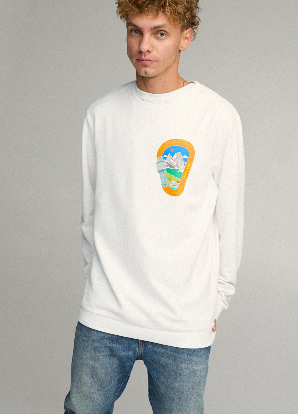 Белый світшот чоловічий oversize /no flis/ YAPPI рисунок (254557685)