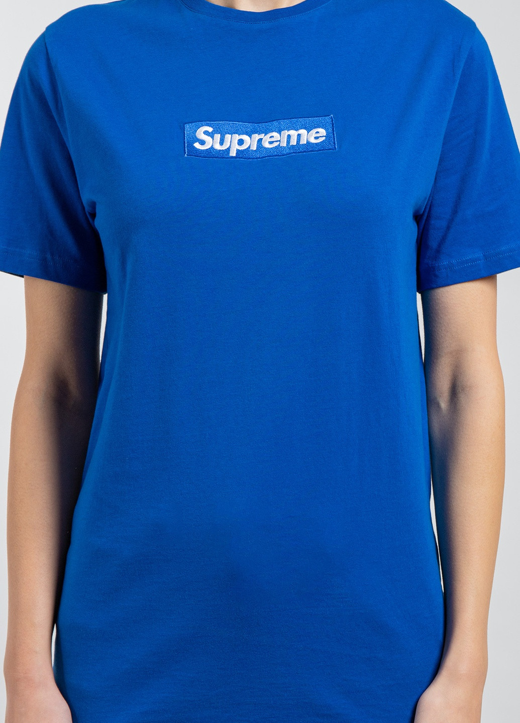 Синяя всесезон синяя футболка с вышитым логотипом Supreme Spain