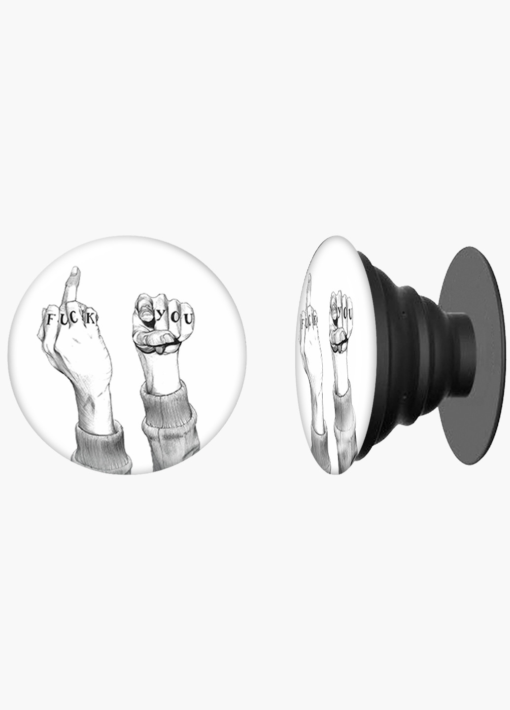 Попсокет (Popsockets) тримач для смартфону Руки Фак (Hands Fuck) (8754-1485) Чорний MobiPrint (216748394)