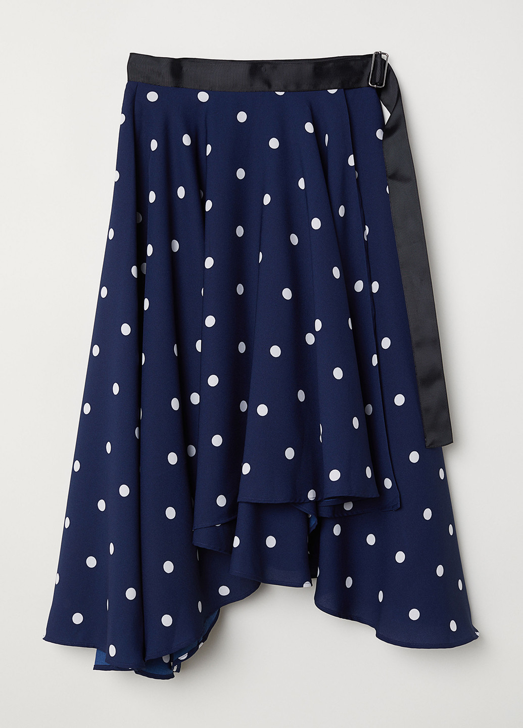 Темно-синяя кэжуал в горошек юбка H&M клешированная