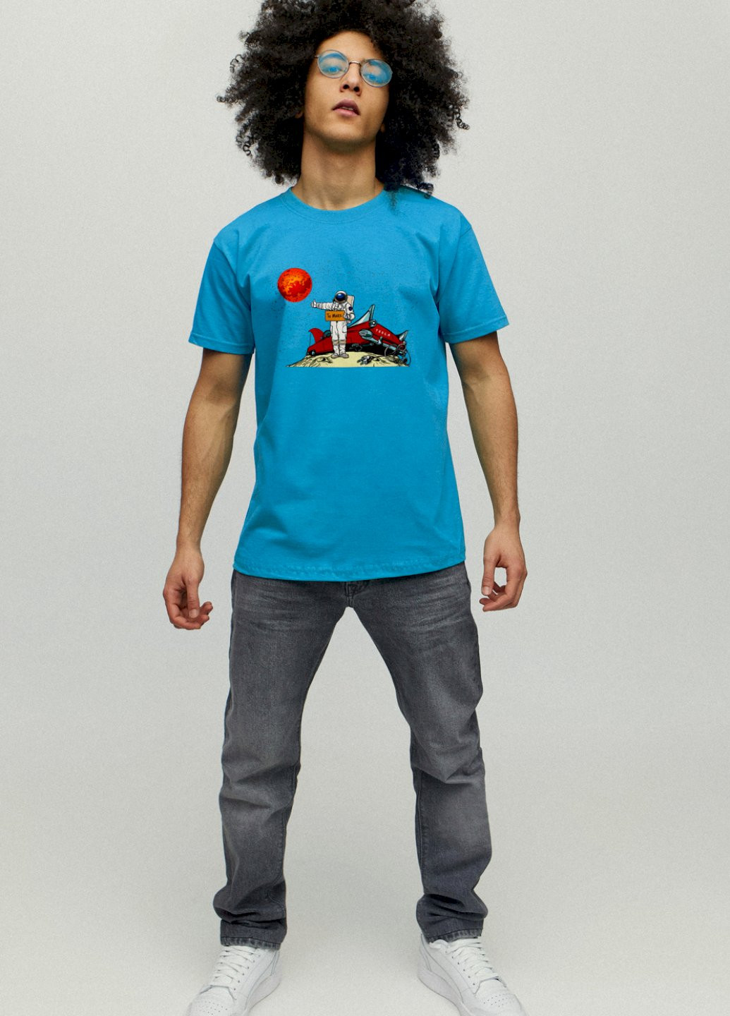 Светло-синяя футболка мужская YAPPI