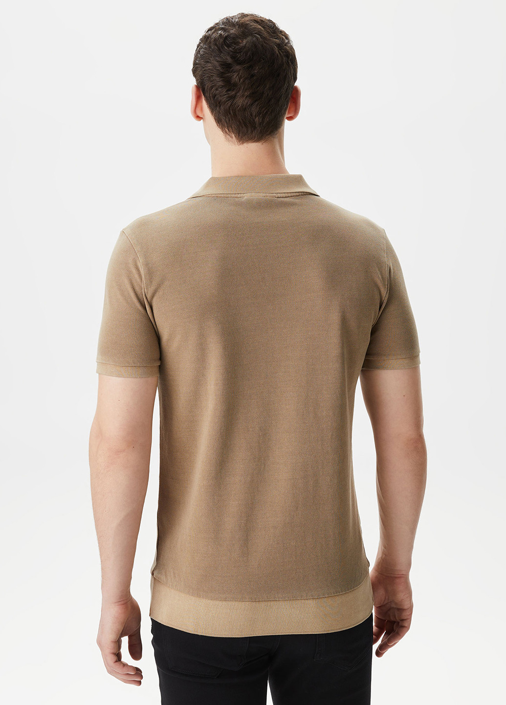 Светло-коричневая футболка-поло для мужчин Lacoste однотонная