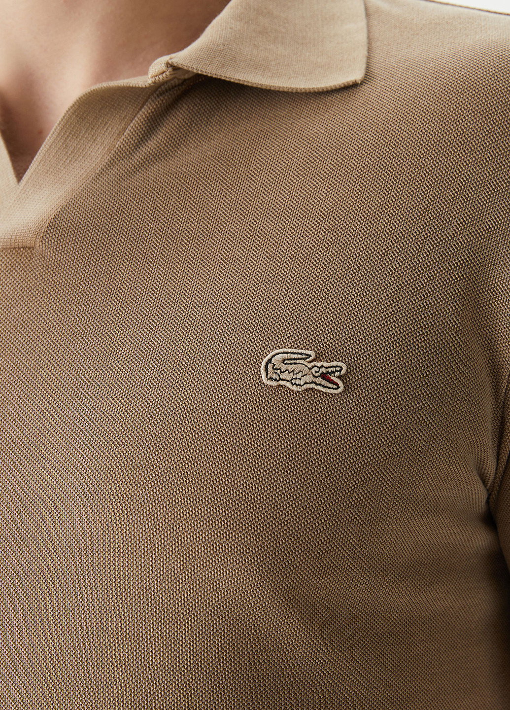 Светло-коричневая футболка-поло для мужчин Lacoste однотонная