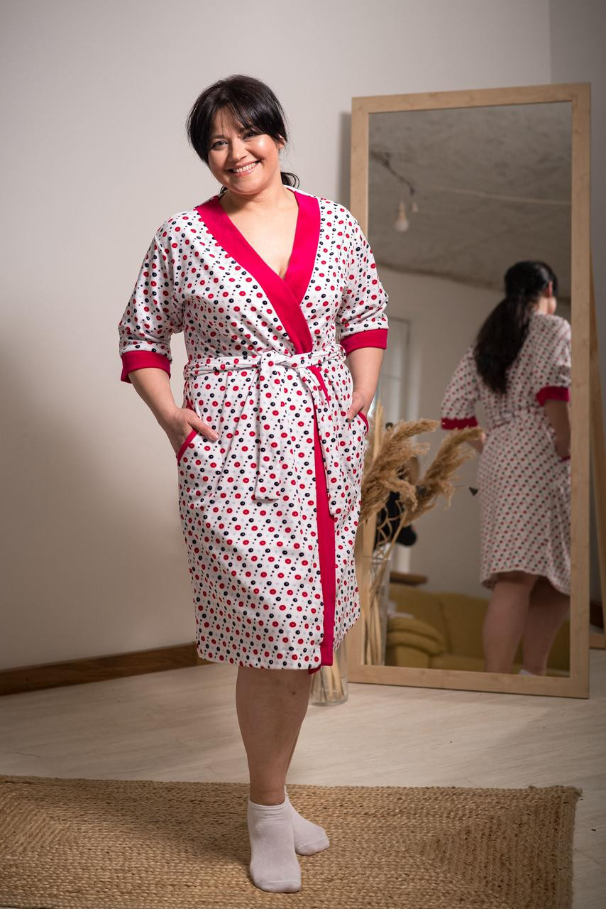 Жіночий велюровый халат V.O.G. Горошок V.O.G. (236693479)