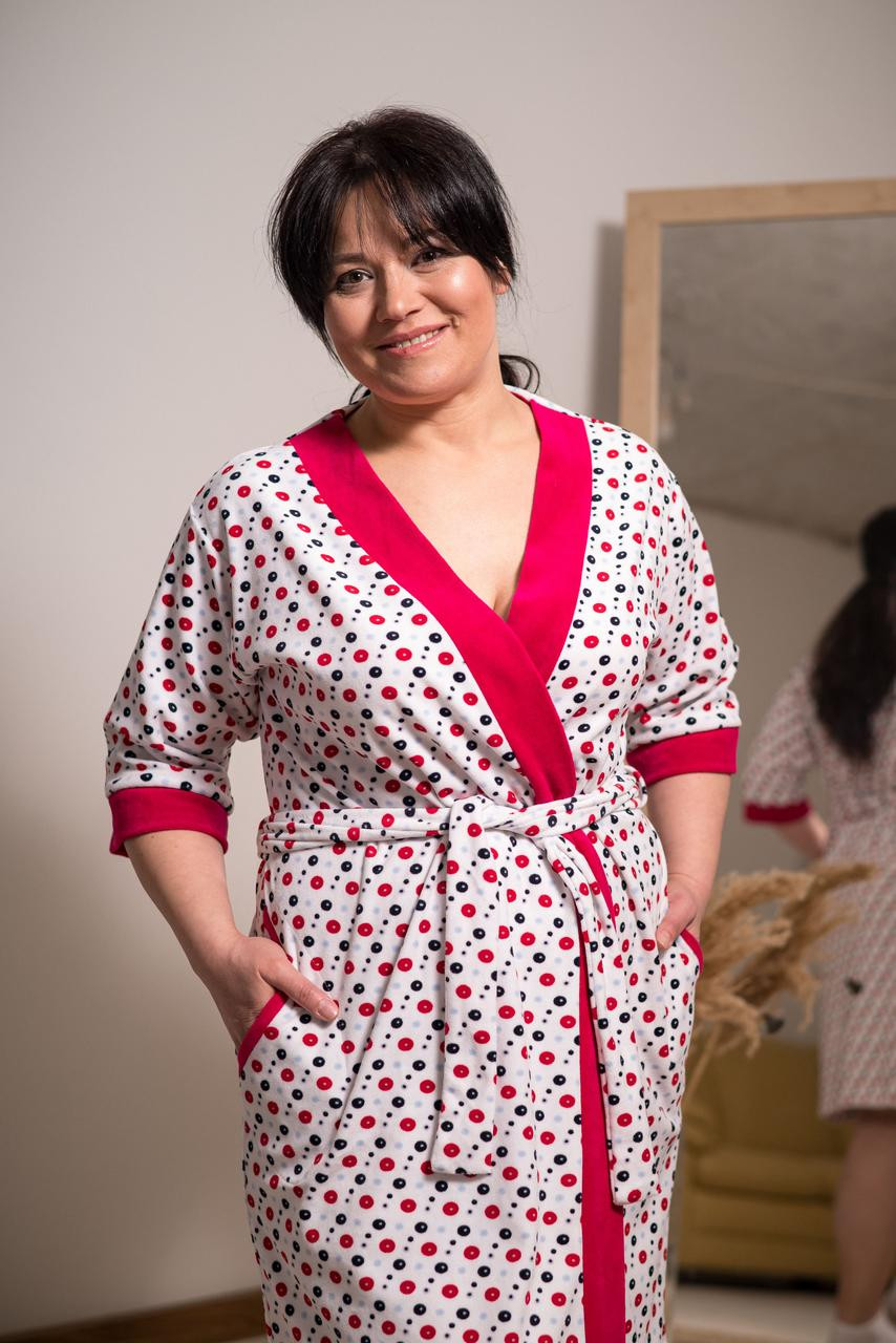 Жіночий велюровый халат V.O.G. Горошок V.O.G. (236693479)