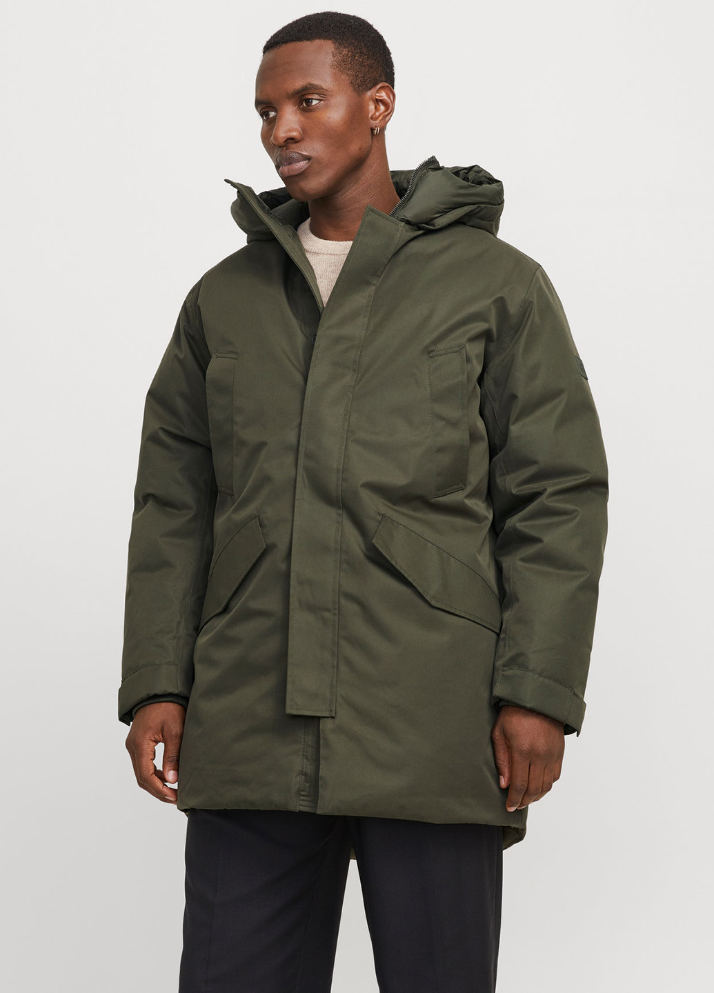 Оливкова (хакі) зимня куртка Jack & Jones