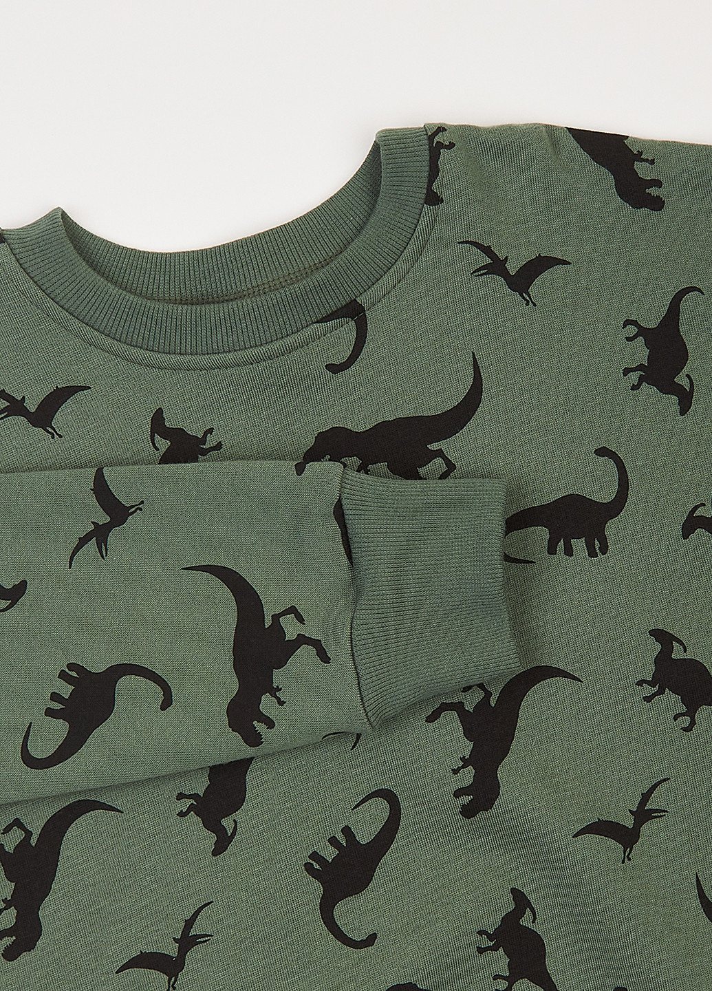 Фламинго свитшот динозавр серо-зеленый кэжуал трехнитка, хлопок