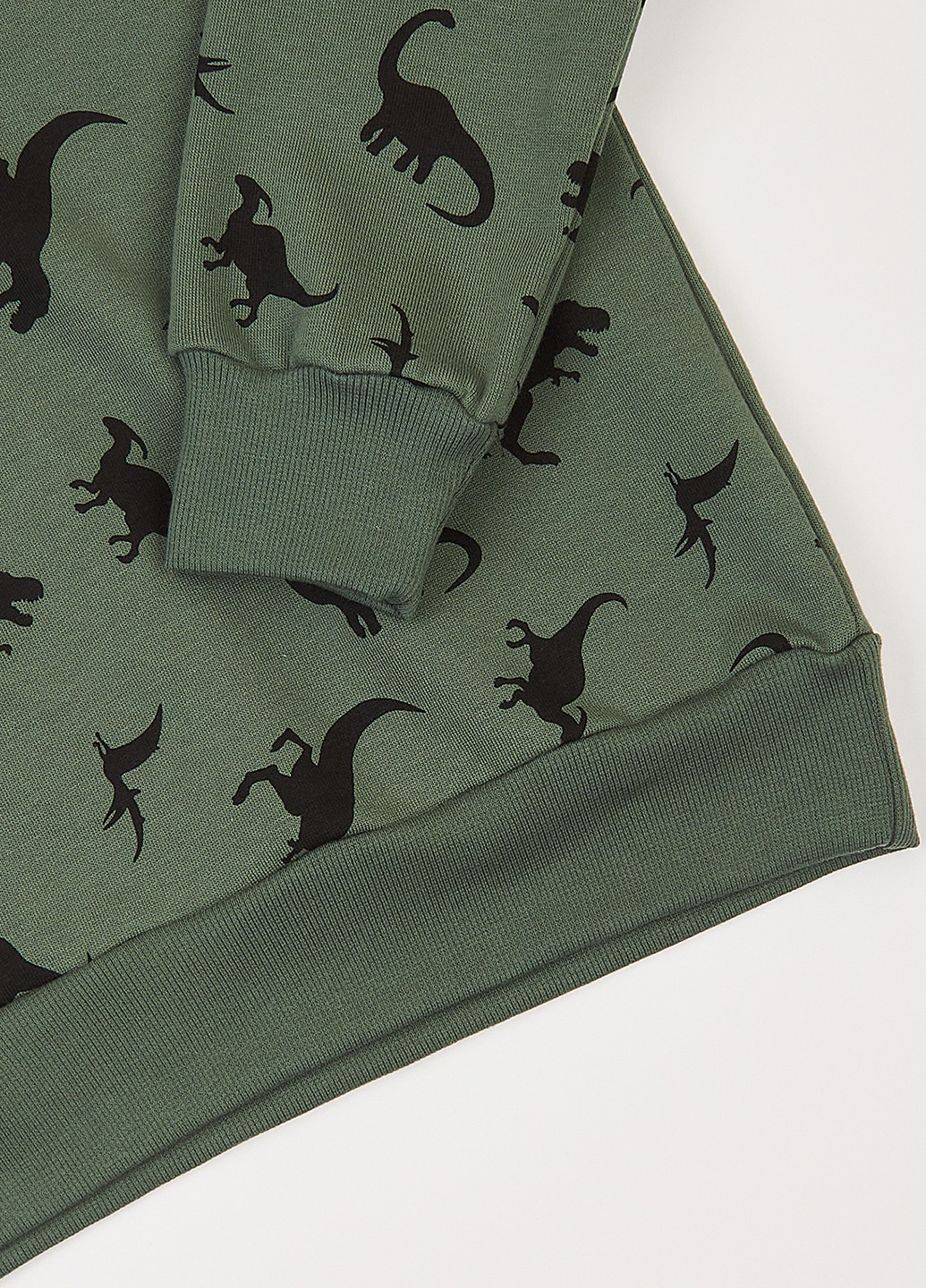 Фламинго свитшот динозавр серо-зеленый кэжуал трехнитка, хлопок