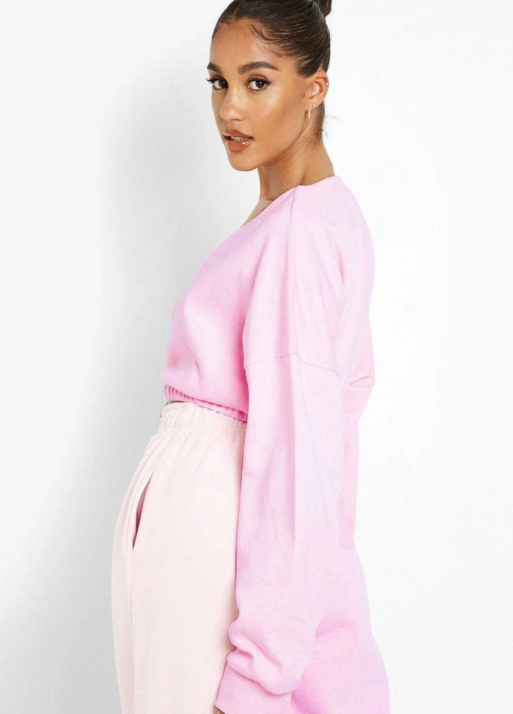 Розовый свитшот Boohoo однотонный (252394047)