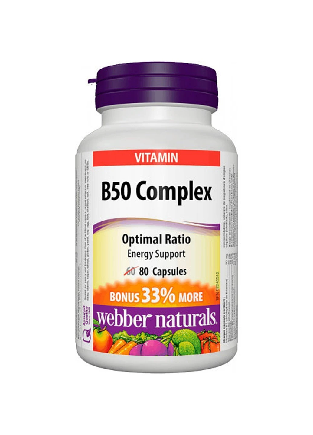 Комплекс витамина B B-50 Complex 80 таблеток Webber Naturals (255410255)