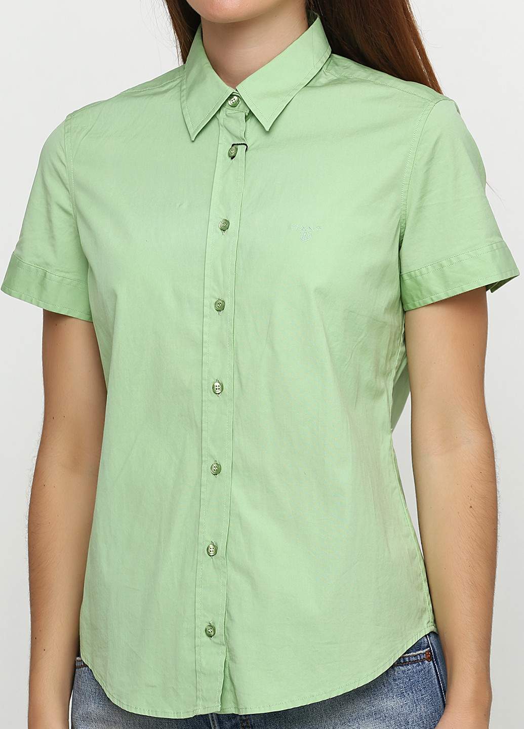 Светло-зеленая кэжуал рубашка однотонная Gant