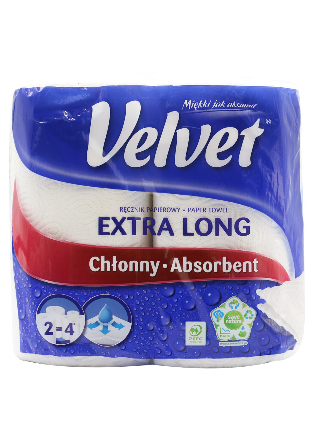 Бумажные полотенца Extra Long двухслойные 2 рулона Velvet (254794967)