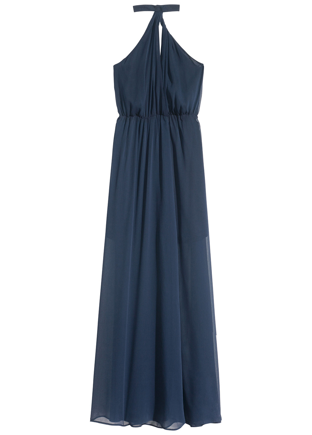 Темно-синее вечернее платье с открытой спиной H&M однотонное