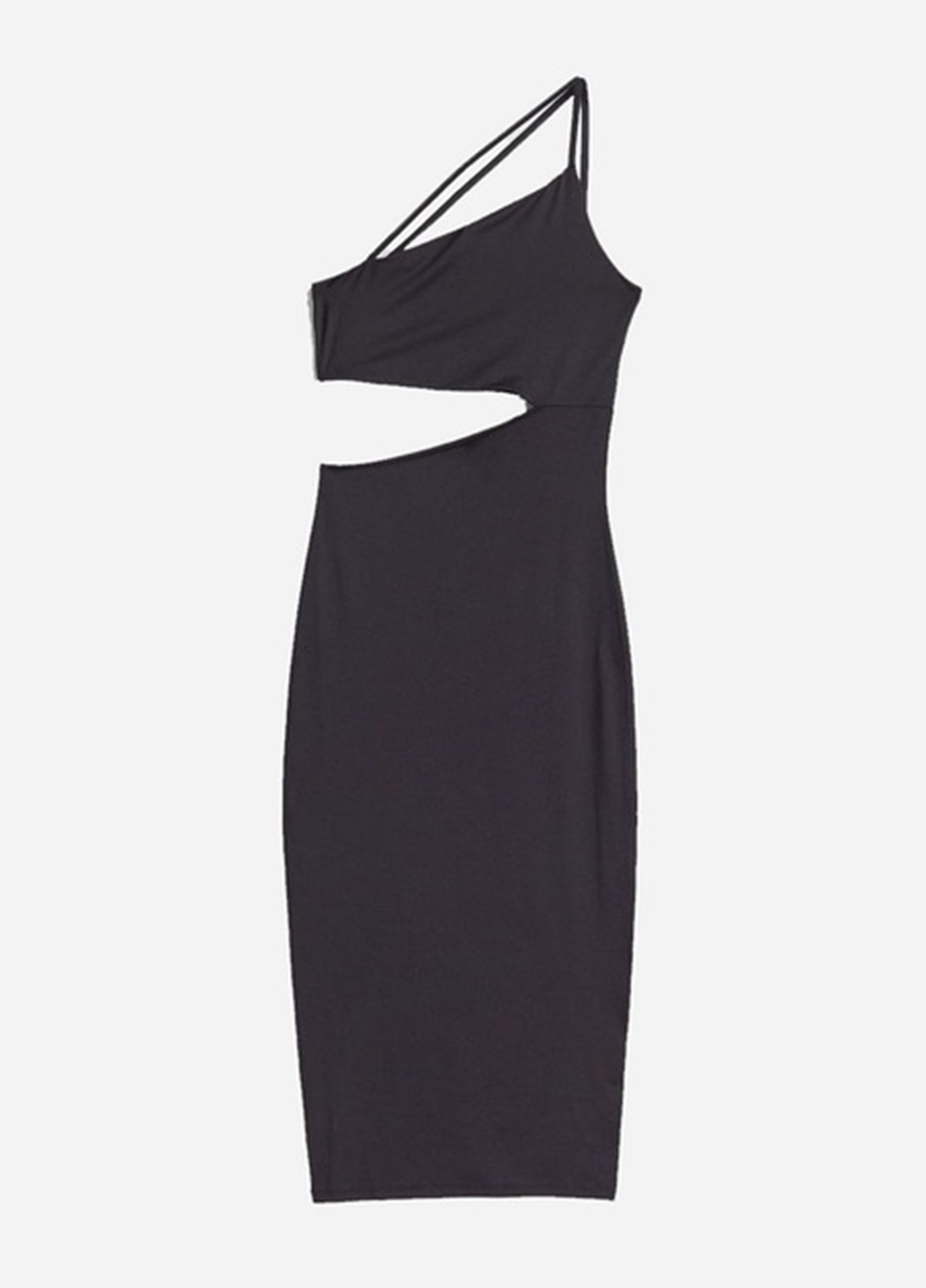Чорна кежуал, коктейльна сукня на одне плече, силуетна H&M однотонна