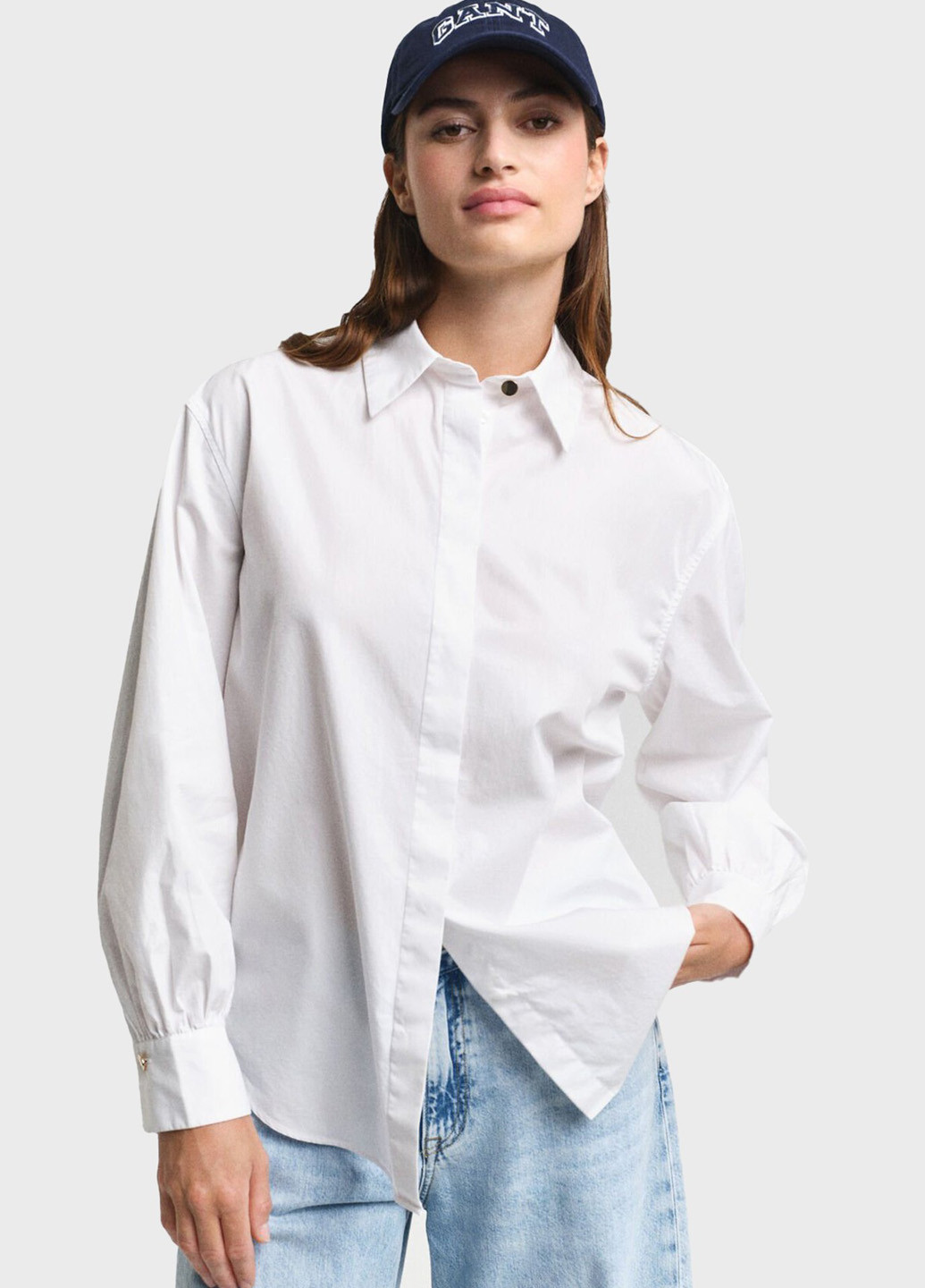 Белая классическая, кэжуал рубашка однотонная Gant