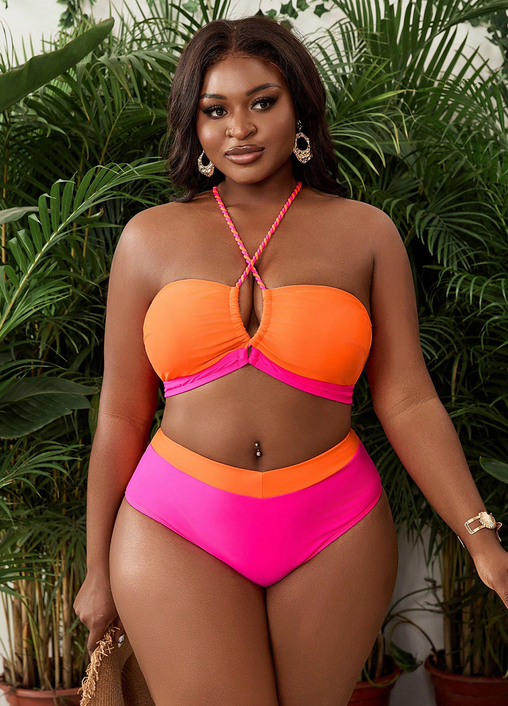 Комбінований літній купальник (ліф, трусики) бандо SHEIN