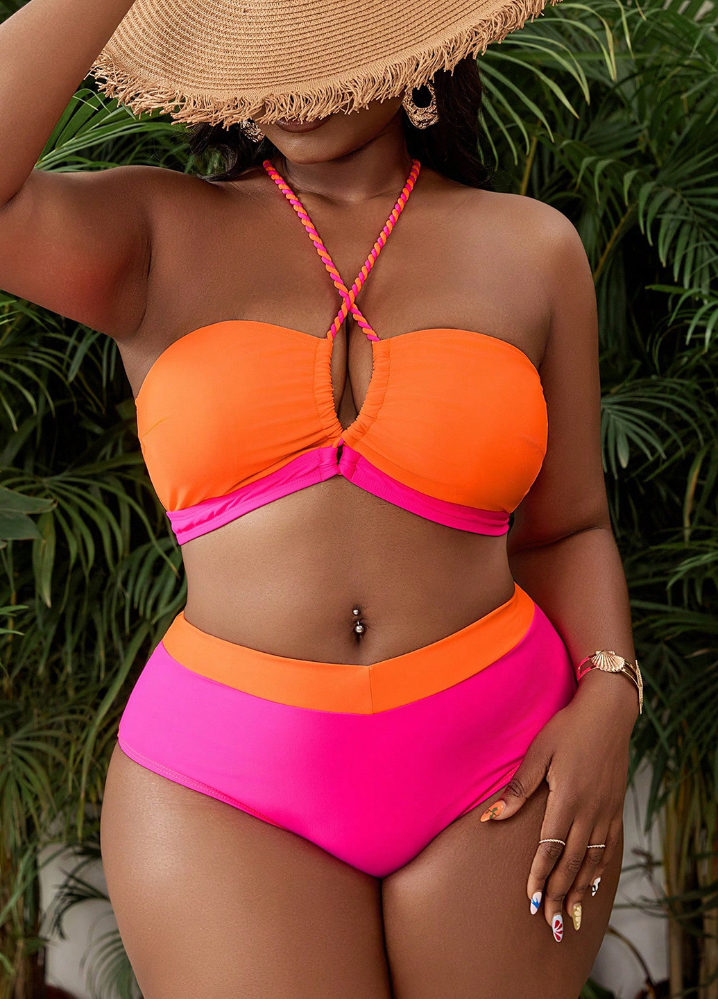 Комбінований літній купальник (ліф, трусики) бандо SHEIN