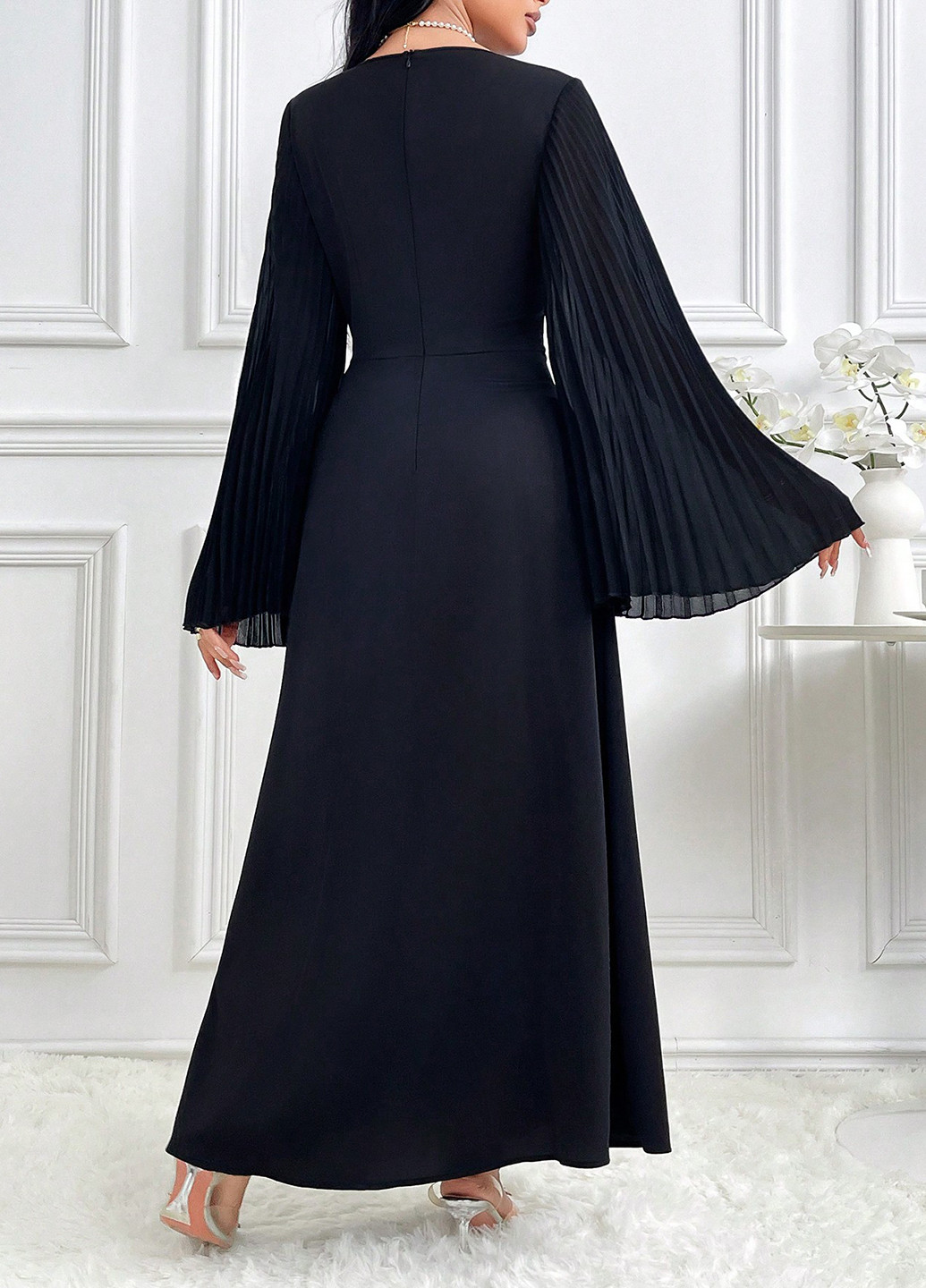 Чорна вечірня сукня а-силует SHEIN однотонна