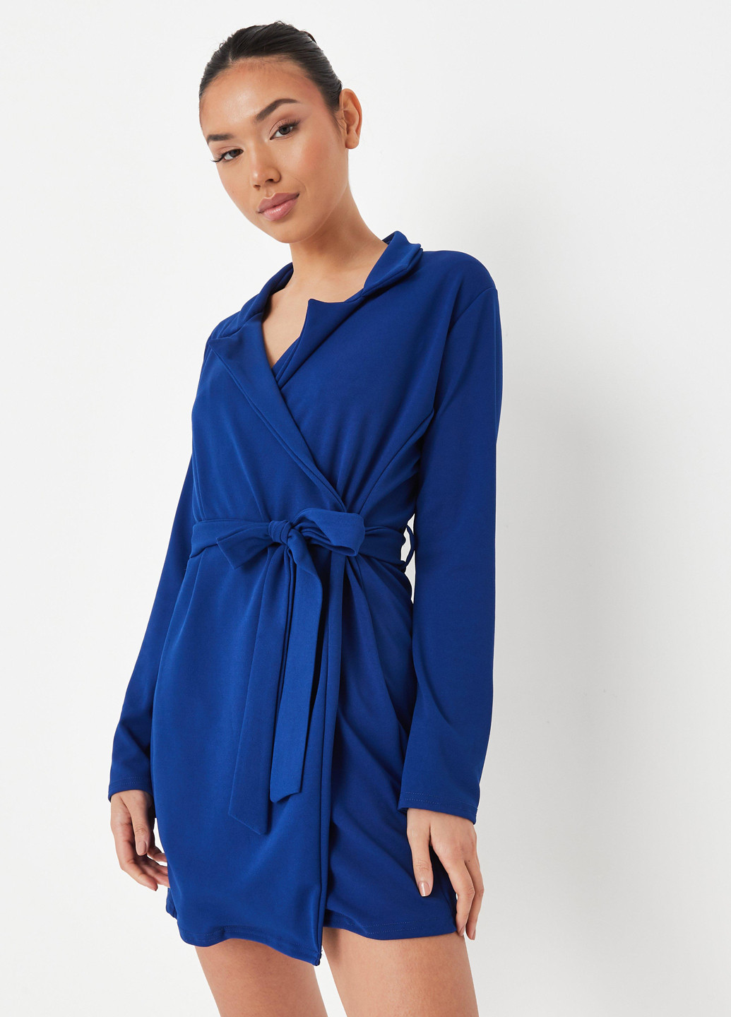 Синя кежуал сукня на запах Missguided однотонна