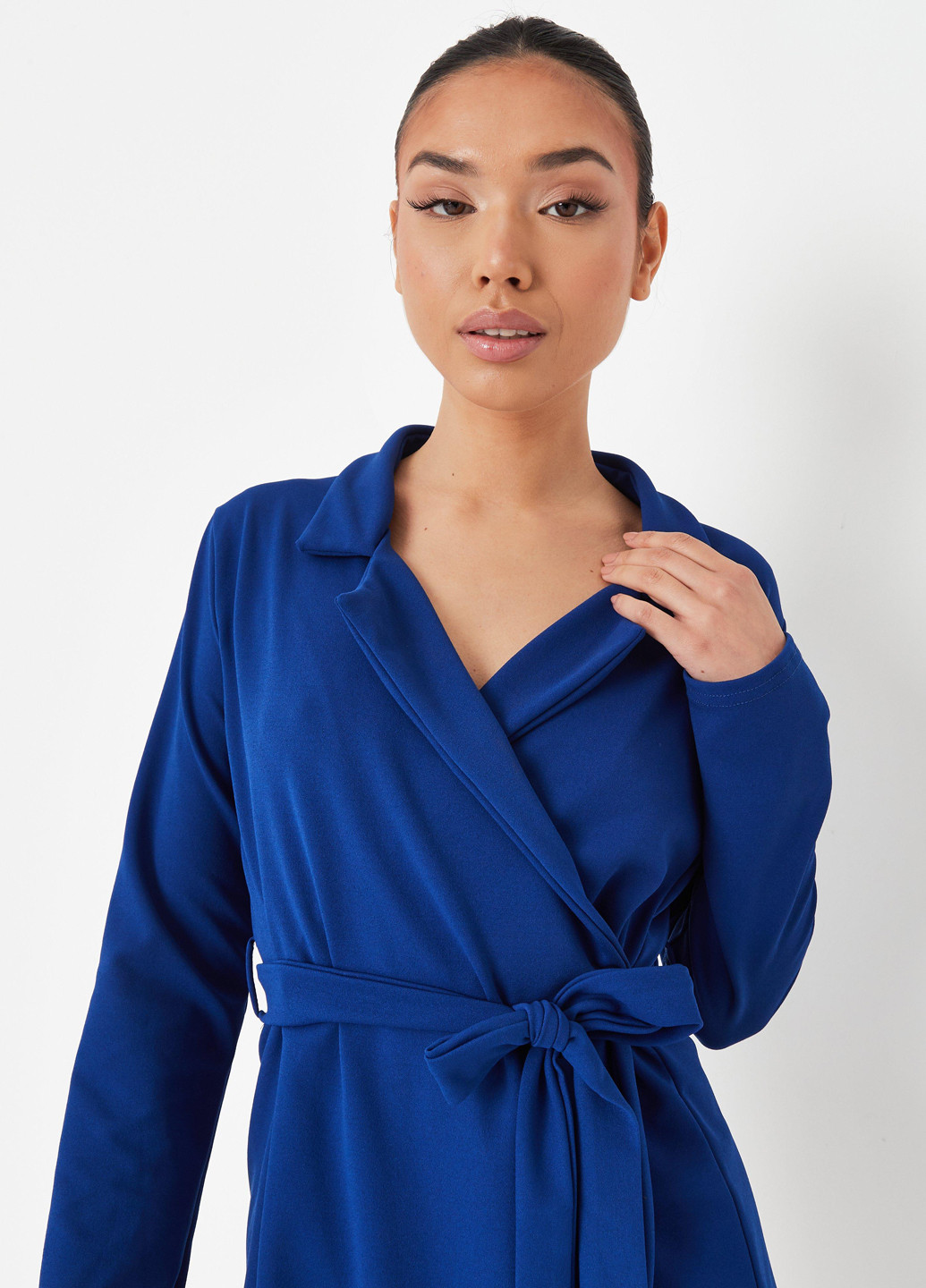 Синя кежуал сукня на запах Missguided однотонна