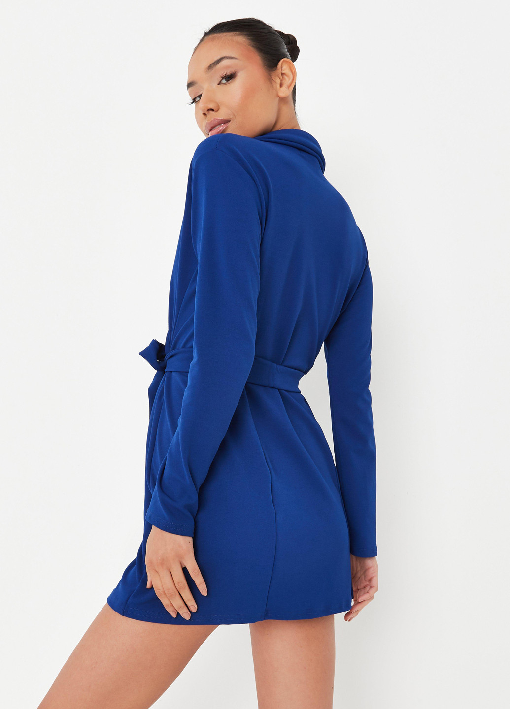 Синя кежуал сукня на запах Missguided однотонна