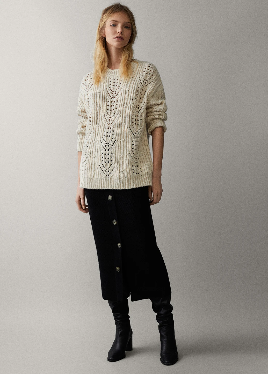 Черная кэжуал однотонная юбка Massimo Dutti
