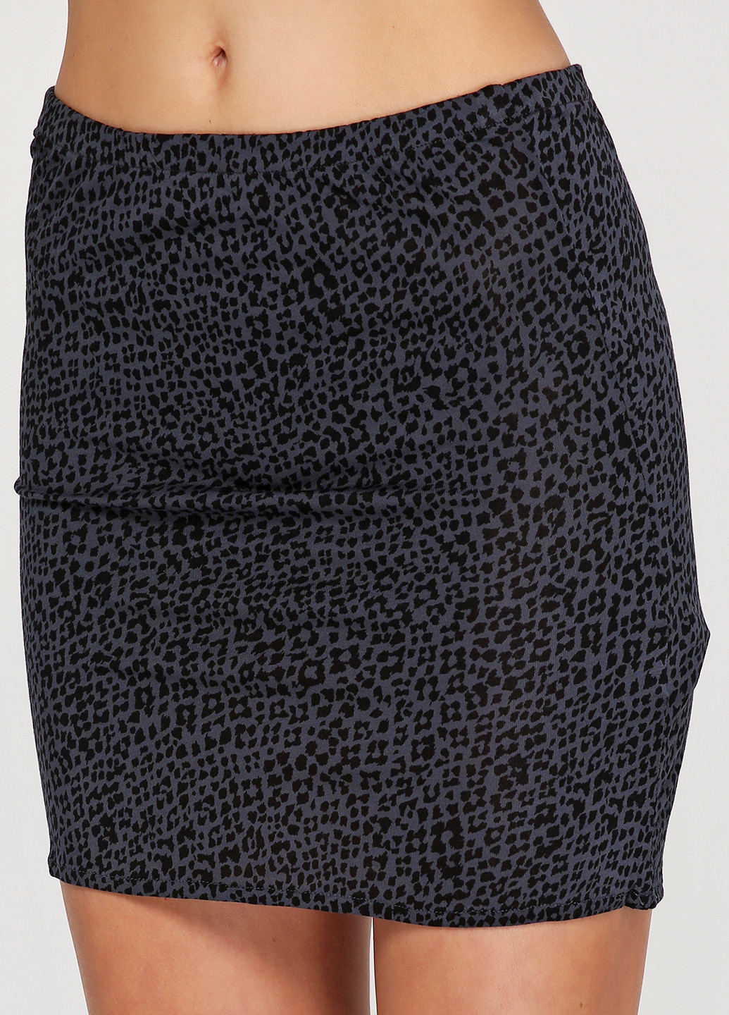 Грифельно-серая кэжуал с анималистичным узором юбка Zara мини