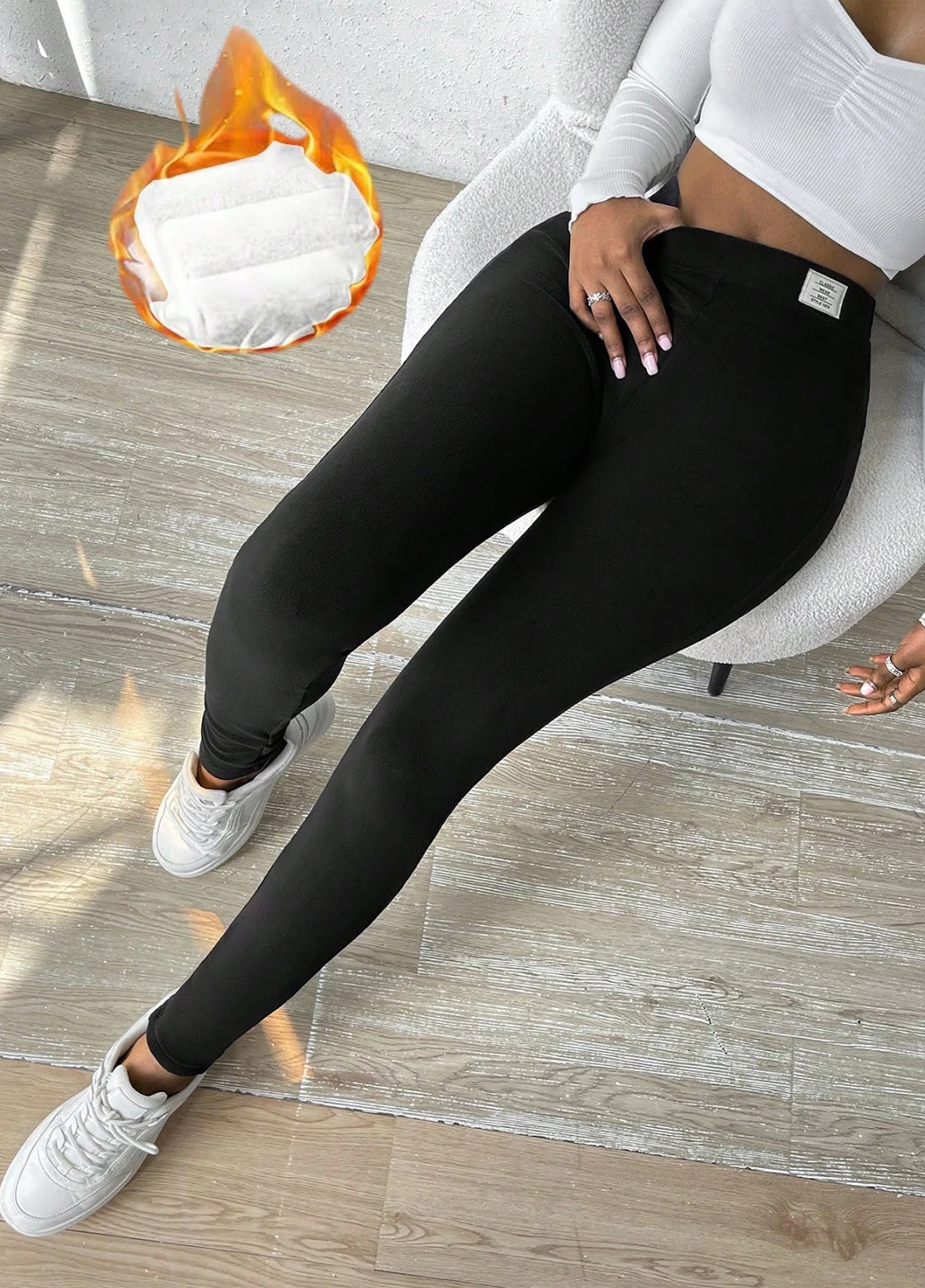 Черные демисезонные леггинсы SHEIN