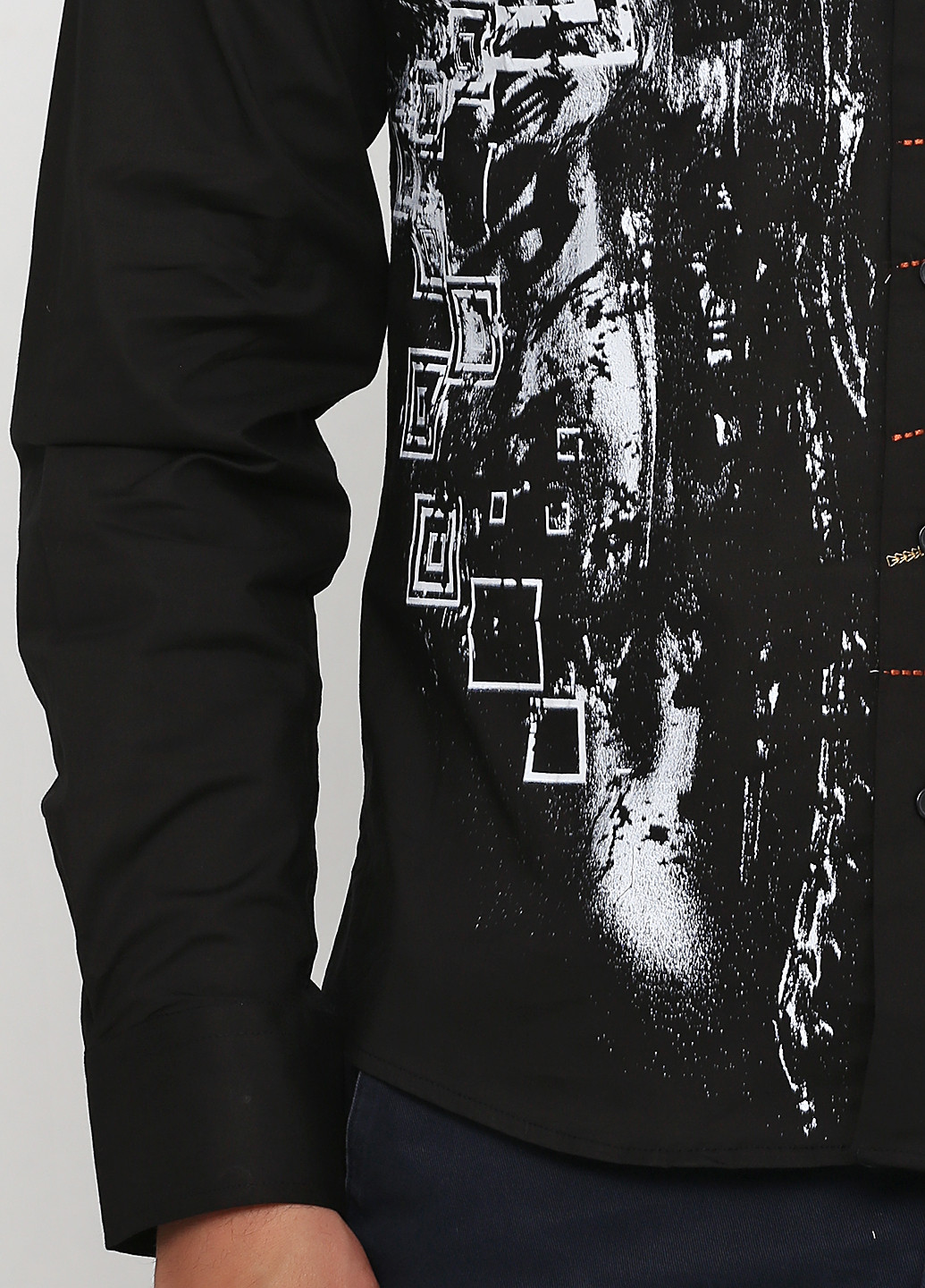 Сорочка MA&GI з довгим рукавом малюнок чорна кежуал